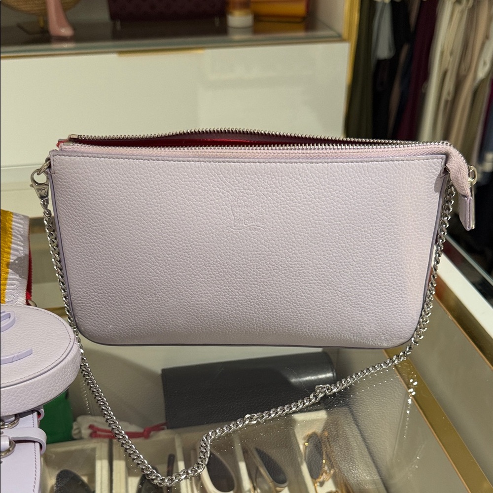 Christian Louboutin Lilac Clutch with Silver Chain